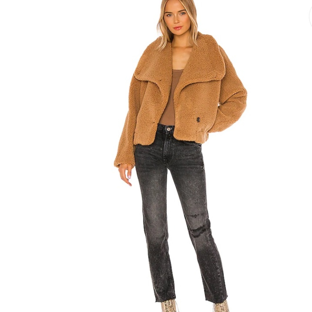 Free People Izzy Wrap Teddy Jacket light brown